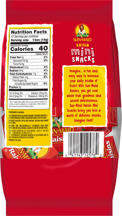 Sun-Maid Raisins Mini Packs 6 OZ