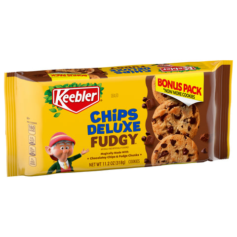 Keebler Chips Deluxe, Fudgy Cookies made with chocolately chips and fudge chunks