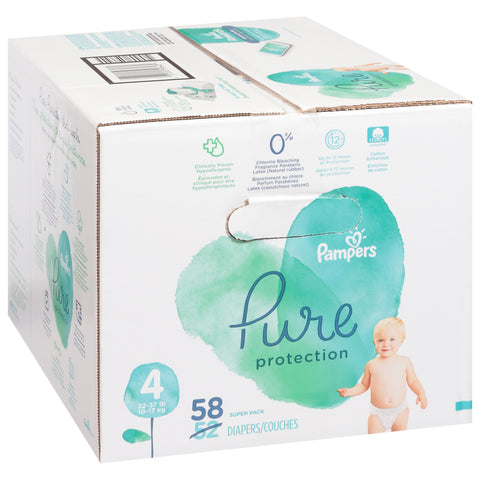 Pampers Diapers Size 4 (22-37 lb) Super Pack 58 CT