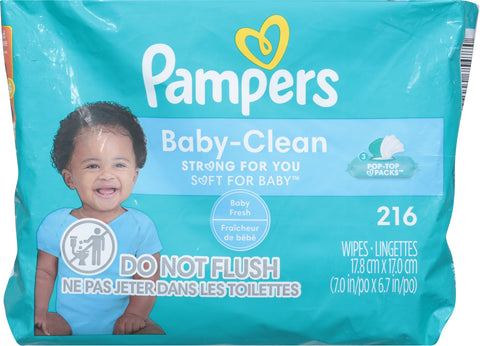 Pampers Wipes Complete Clean Baby Fresh Scent 216 CT