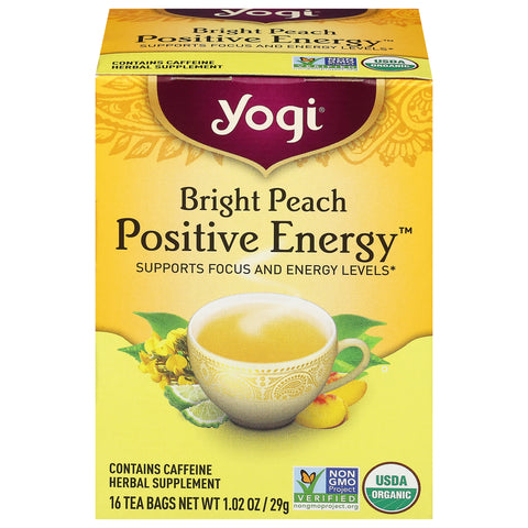 Yogi Bright Day Tea Bags Peach Bergamot Herbal Supplement 16 Tea Bags - 16 CT 6 Pack