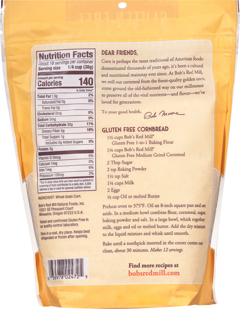 Bob's Red Mill Gluten Free Medium Grind Cornmeal 24 OZ