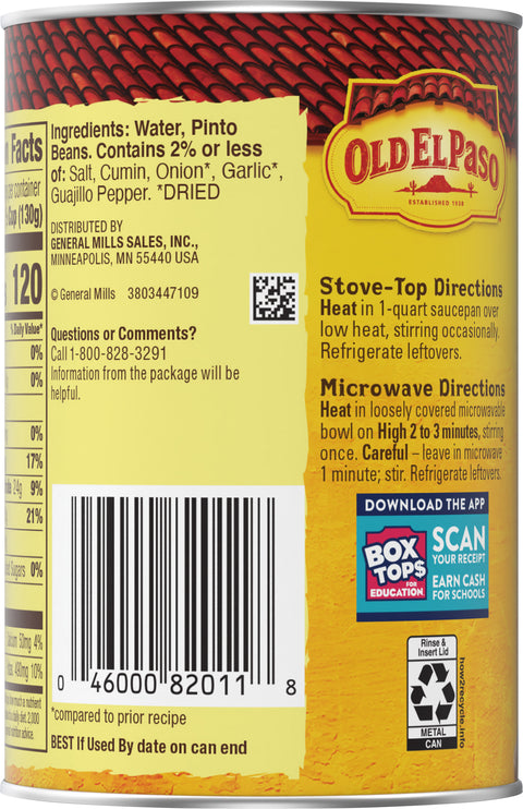Old El Paso Beans Refried Fat Free 16 OZ