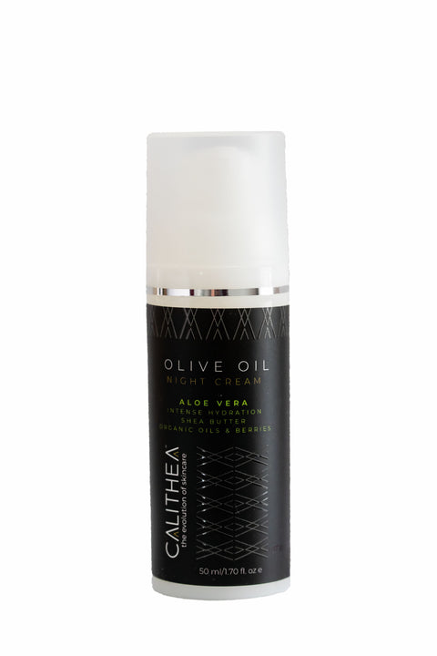 Calithea Skincare Olive Oil Night Cream with Aloe Vera & Shea Butter: 97% Natural Content - 1.7 FL OZ 24 Pack