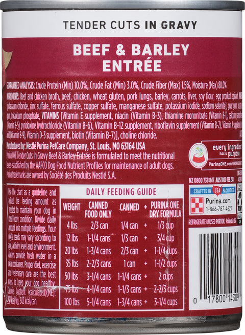 Purina One Adult Tender Cuts in Gravy Beef & Barley Entree Dog Food 13 oz