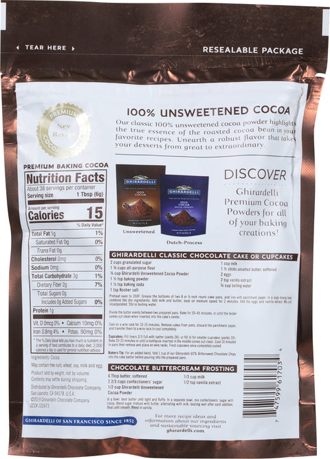 Ghirardelli 100% Unsweetened Baking Cocoa 8 OZ