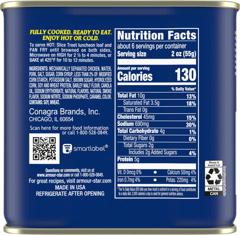Armour Meat Treet Luncheon Loaf 12 OZ
