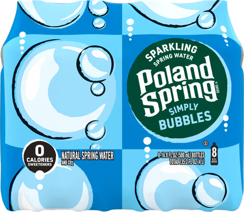 Poland Spring Sparkling Water, Simply Bubbles, 16.9 oz. Bottles (8 Count)