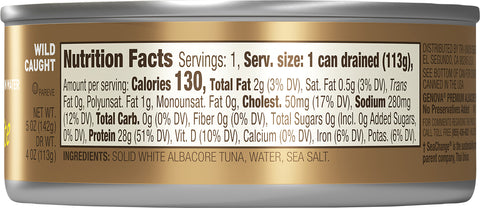 Genova Albacore Tuna In Water With Sea Salt 5 OZ