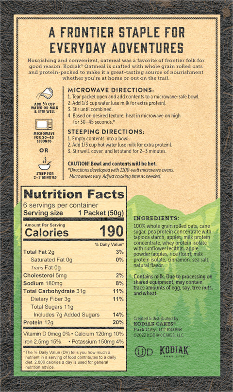 Kodiak Oatmeal Apple Cinnamon 10.58 OZ