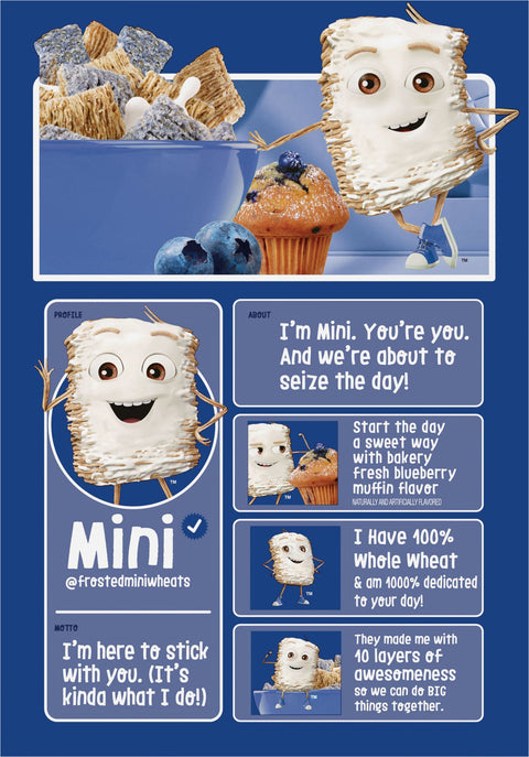 Kellogg's Frosted Mini-Wheats Breakfast Cereal Blueberry Muffin, Kids Cereal, 13.3 oz