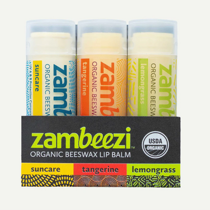 Zambeezi Variety (Lemongrass, Suncare, Tangerine) Lip Balm 3-Pack - 0.15 OZ 10 Pack