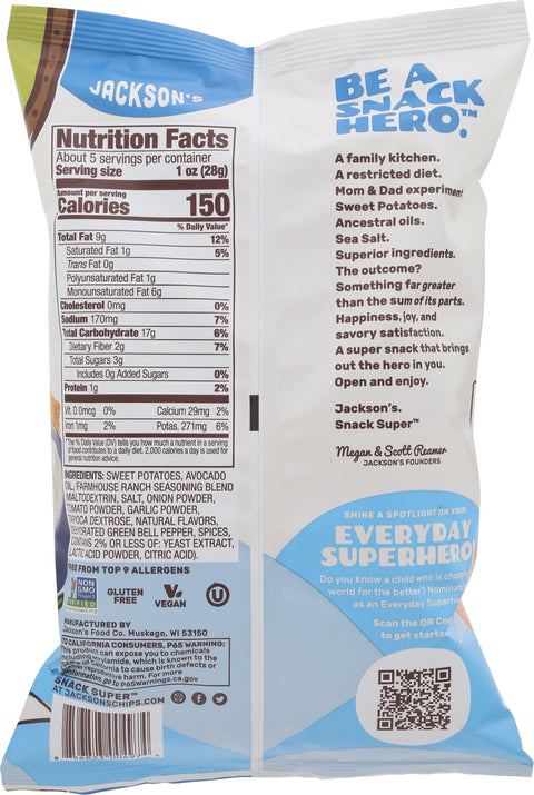 Jackson's Farmhouse Ranch Sweet Potato Chips 5 oz