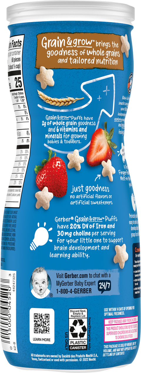 Gerber Graduates Puffs Strawberry Apple Cereal 1.48 OZ