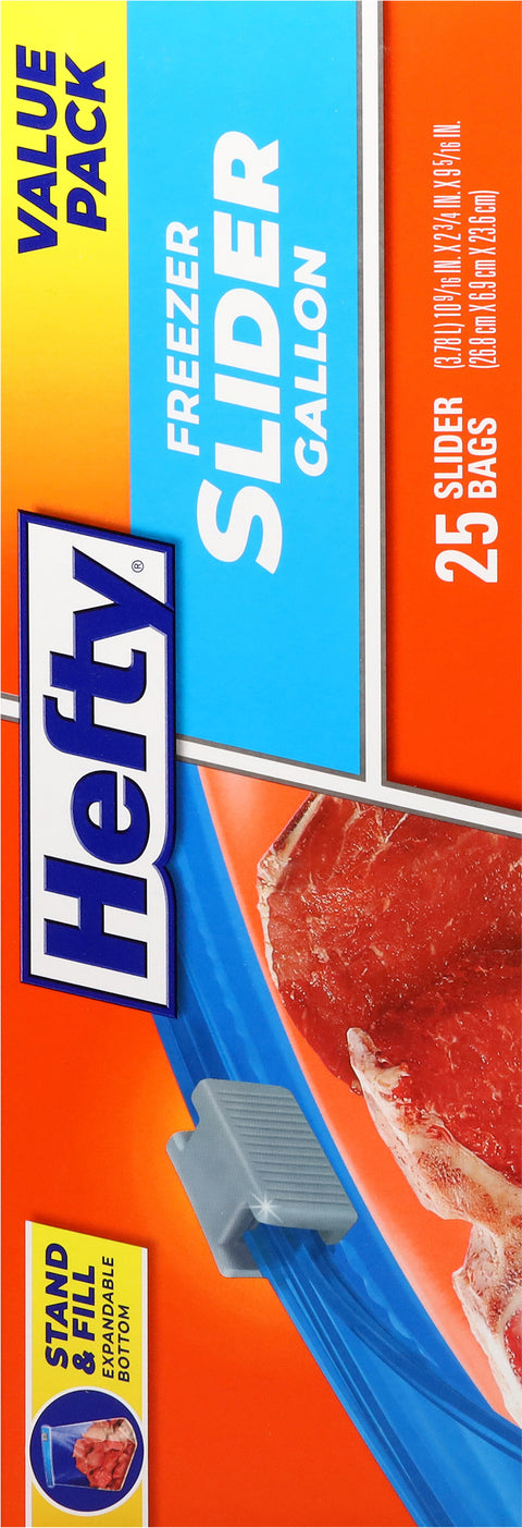Hefty Gallon Freezer Slider Bags Value Pack 25 ea