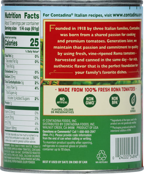 Contadina Tomatoes Crushed Garlic 28 OZ