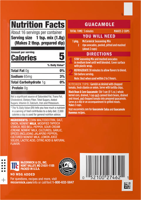McCormick Guacamole Seasoning Mix - 1 OZ 12 Pack