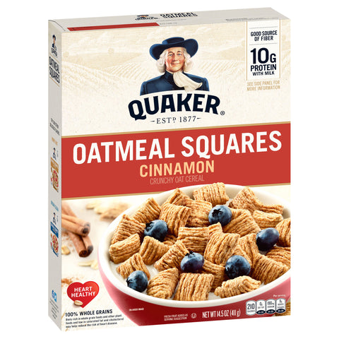Quaker Oatmeal Squares Cinnamon 14.5 OZ