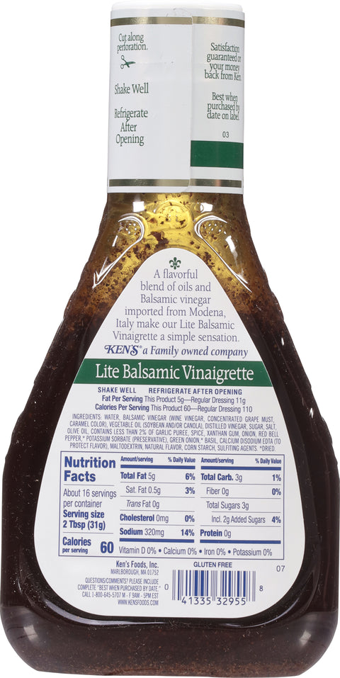 Ken's Steak House Light Balsamic Basil Dressing 16 FZ
