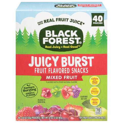 Black Forest Juicy Burst Mixed Fruit Fruit Flavored Snacks 40 - 0.8 oz Pouches - 6 Pack