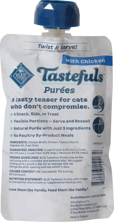 Blue Buffalo Blue Tastefuls Natural Purees Cat Food Complement with Chicken 3 oz