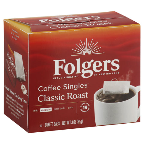 Folgers Coffee Bags Singles Classic Roast 3 OZ