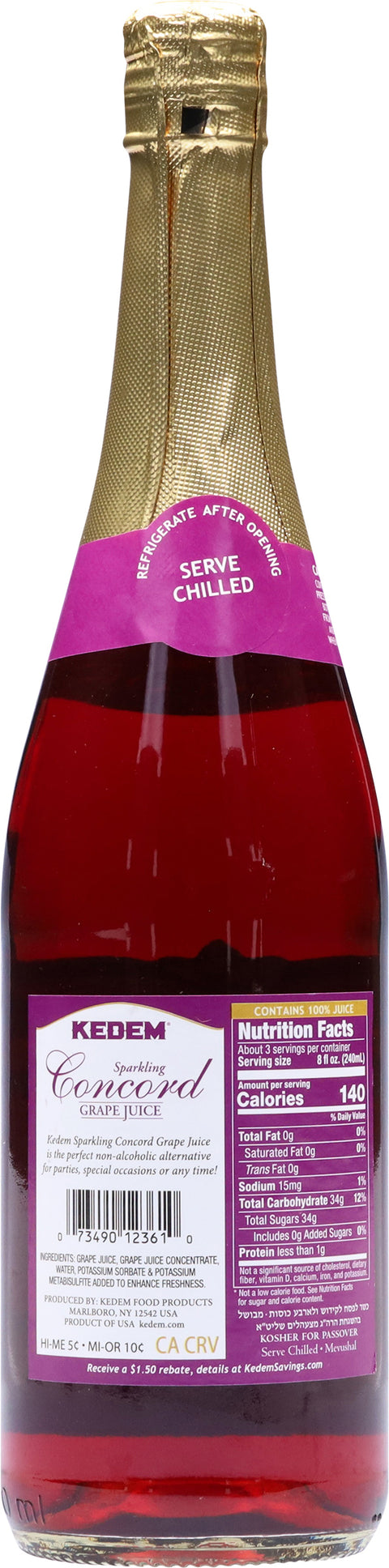 Kedem Sparkling Concord Grape Juice 25.4 FZ