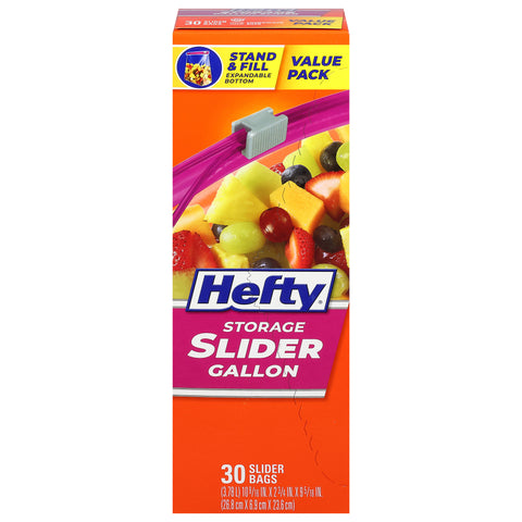 Hefty Gallon Storage Slider Bags Value Pack 30 ea - 9 Pack