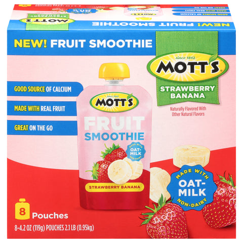 Mott's Strawberry Banana Fruit Smoothie 8 - 4.2 oz Pouches - 4 Pack