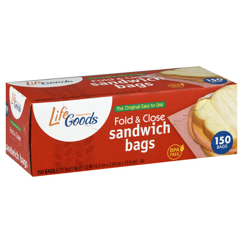 Life Goods Fold & Close Sandwich Bags 150 ea - 150 CT 24 Pack