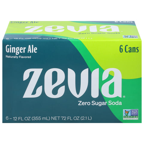 Zevia Zero Sugar Ginger Ale Soda  72 FZ