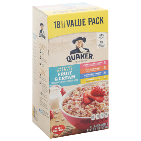 Quaker Fruit & Cream Instant Oatmeal 19 OZ