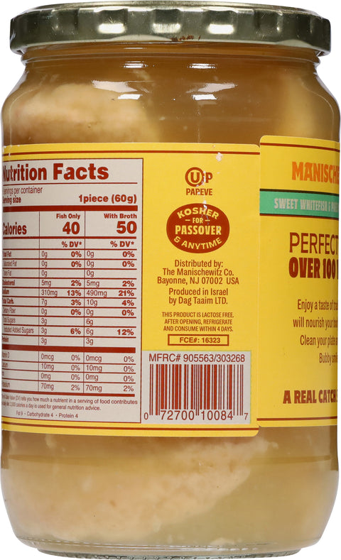 Manischewitz Sweet Whitefish & Pike In Jelled Broth 24 OZ