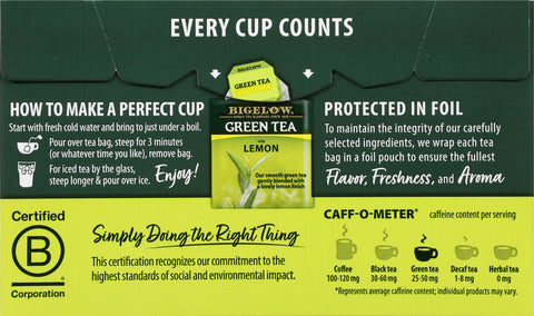 Bigelow Green With Lemon Tea 20 CT
