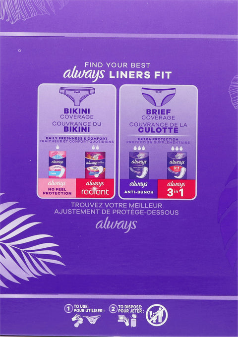 Always Long Anti-Bunch Unscented Liners 48 ea
