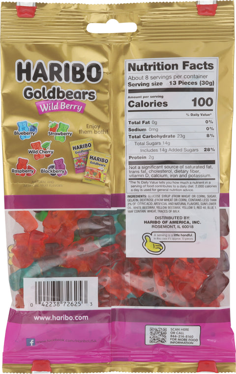 Haribo Goldbears Wild Berry Gummi Candy Share Size 8 oz