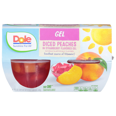 Dole Fruit Cups Peaches In Strawberry Gelatin 17.2 OZ