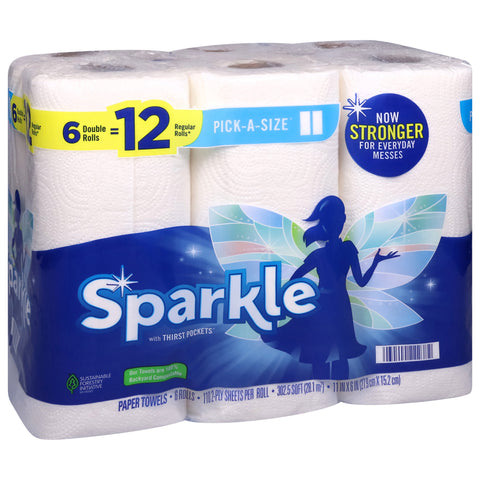 Sparkle 2 Ply Double Rolls Pick A Size Paper Towels with Thirst Pockets 6 ea
