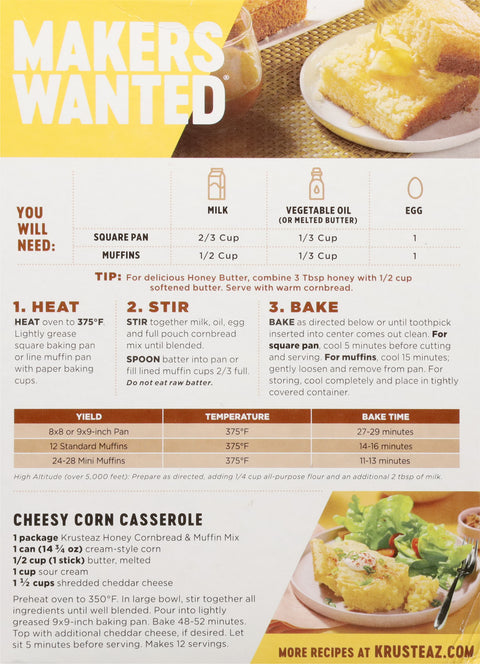 Krusteaz Honey Cornbread Mix 15 OZ