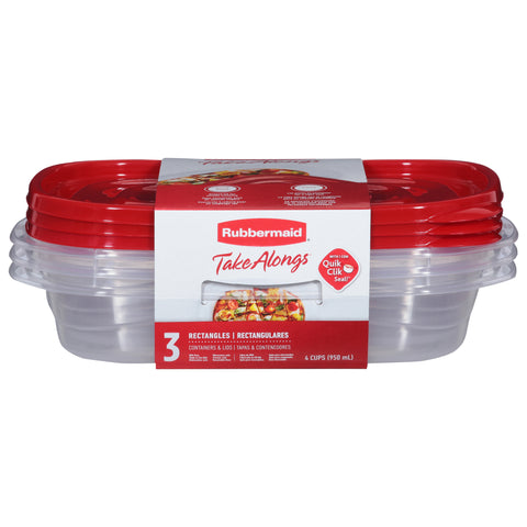 Rubbermaid Take Alongs Rectangles 4 Cups Containers & Lids 3 Containers & Lids 3 ea - 8 Pack