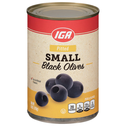 IGA Olives Small Pitted Ripe 6 OZ