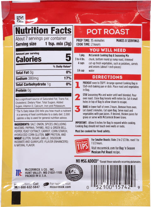 McCormick Bag 'N Season Pot Roast 0.81 OZ