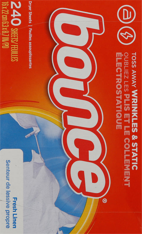 Bounce Fresh Linen Scented Fabric Softener Dryer Sheets, 240 Count
