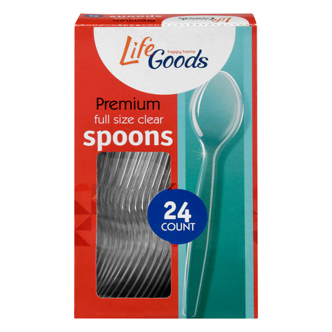 Life Goods Premium Full Size Clear Spoons 24 ea - 24 CT 24 Pack