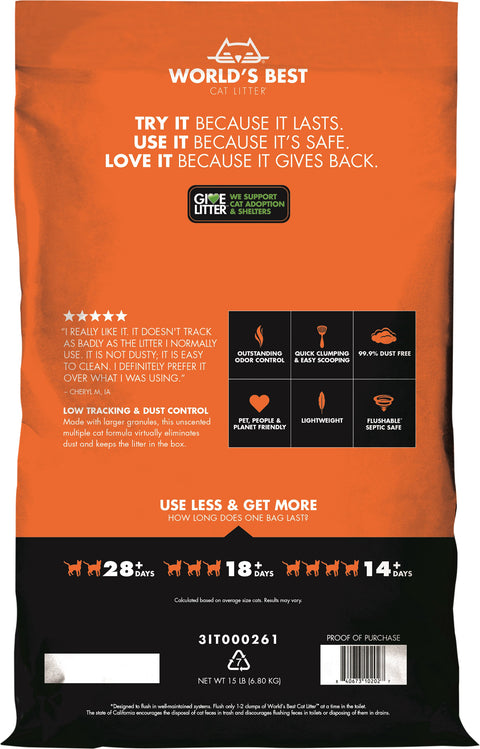 World's Best Cat Litter Unscented, Multiple Cat 15 LB