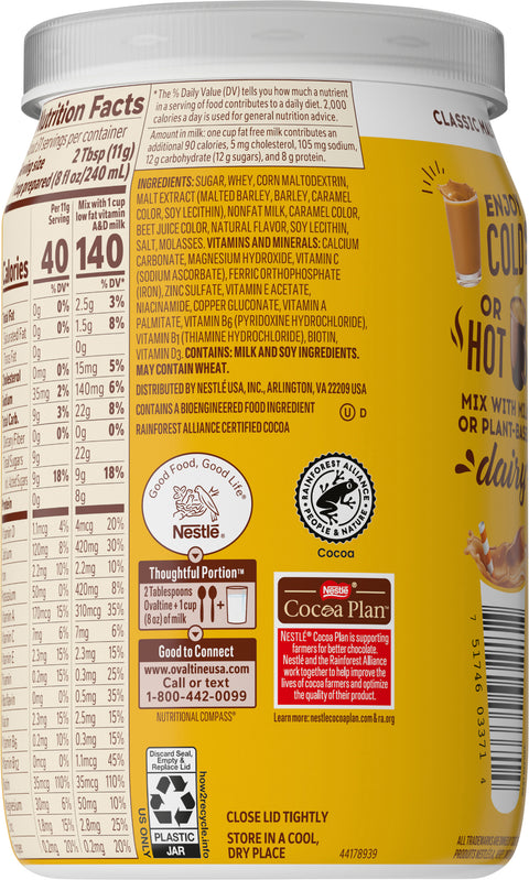 Ovaltine Classic Malt Milk Mix 12 OZ