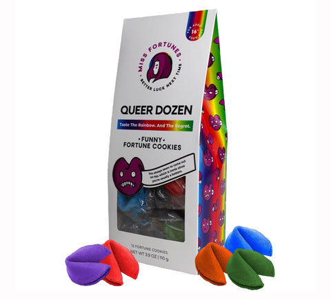 Miss Fortunes The Queer Dozen Funny Fortune Cookies - Make The Yuletide Super Gay! (Seasonal Oct - Dec) - 5 OZ 6 Pack