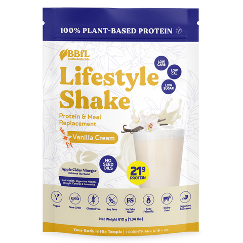 BBfL BBfL Vegan Meal Replacement Protein Shakes,  (15 Servings, Vanilla Cream) - 0.87 LB 6 Pack