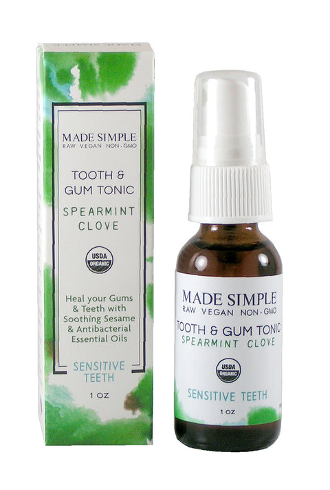 Made Simple Skin Care Tooth + Gum Tonic - Spearmint Clove: Organic, Vegan + Cruelty-free - 1 FL OZ 8 Pack