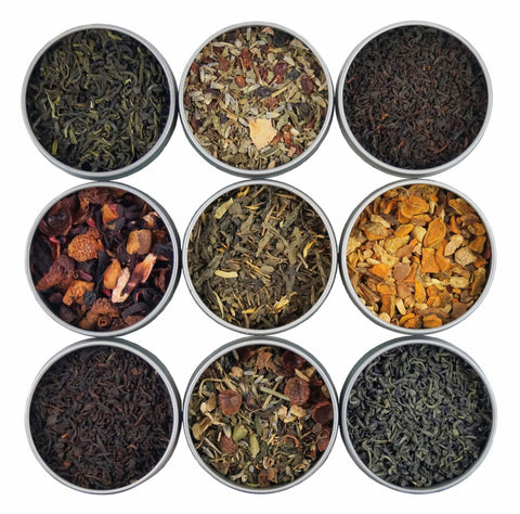 Heavenly Tea Leaves Organic Loose Leaf Tea Sampler Set, 9 Assorted Loose Leaf Teas & Tisanes - 9 OZ 8 Pack